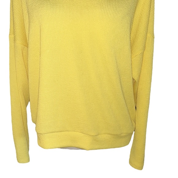 NWT Anthro Maeve Kasi Yellow Ribbed Draped Back Crop Pullover Top - L P - Picture 7 of 16